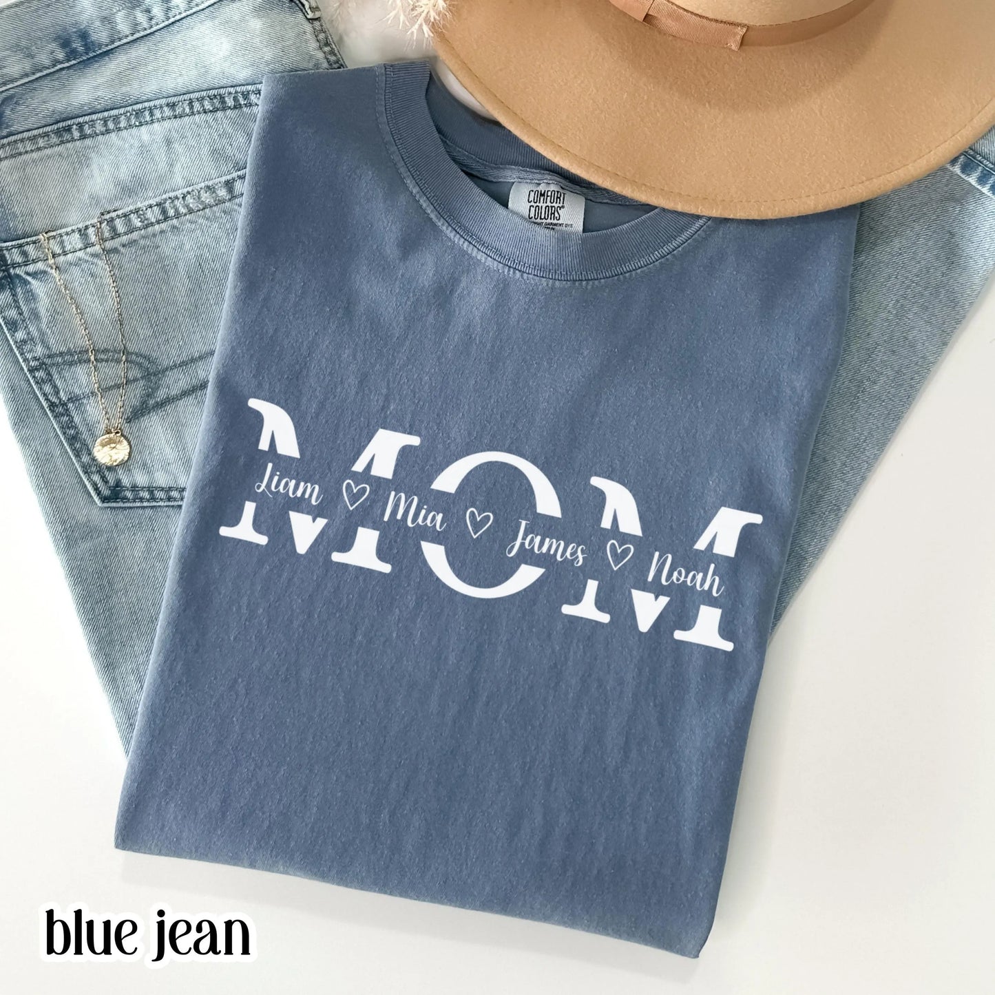 Personalized Mom Comfort Colors Shirt Kids Names Mothers Day Gift Tee Custom Children Name Mom TShirt Family Name Mama T-Shirt From Kids