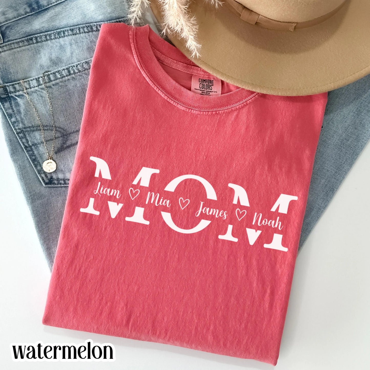 Personalized Mom Comfort Colors Shirt Kids Names Mothers Day Gift Tee Custom Children Name Mom TShirt Family Name Mama T-Shirt From Kids