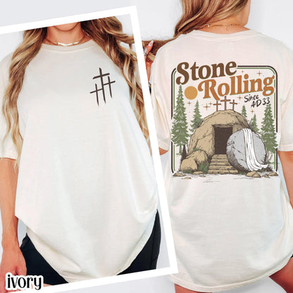 Comfort Colors Rolling Christian T-Shirt, Trendy Stones Easter Clothing, Jesus Christ Shirt, Gift For Christian, Faith-Based Graphic Tee