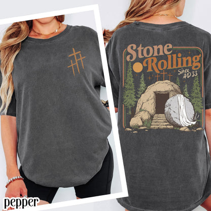 Comfort Colors Rolling Christian T-Shirt, Trendy Stones Easter Clothing, Jesus Christ Shirt, Gift For Christian, Faith-Based Graphic Tee