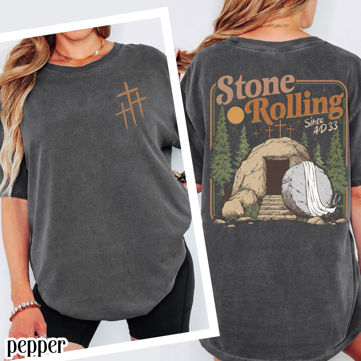 Comfort Colors Rolling Christian T-Shirt, Trendy Stones Easter Clothing, Jesus Christ Shirt, Gift For Christian, Faith-Based Graphic Tee