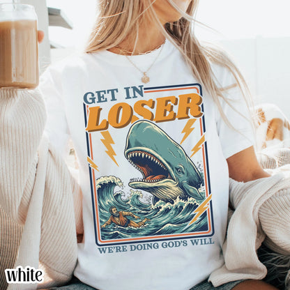 Funny Christian Comfort Colors Shirt Doing Gods Will Jonah and the Whale Tee Silly Faith Humor TShirt Religious Meme T-Shirt For Believer