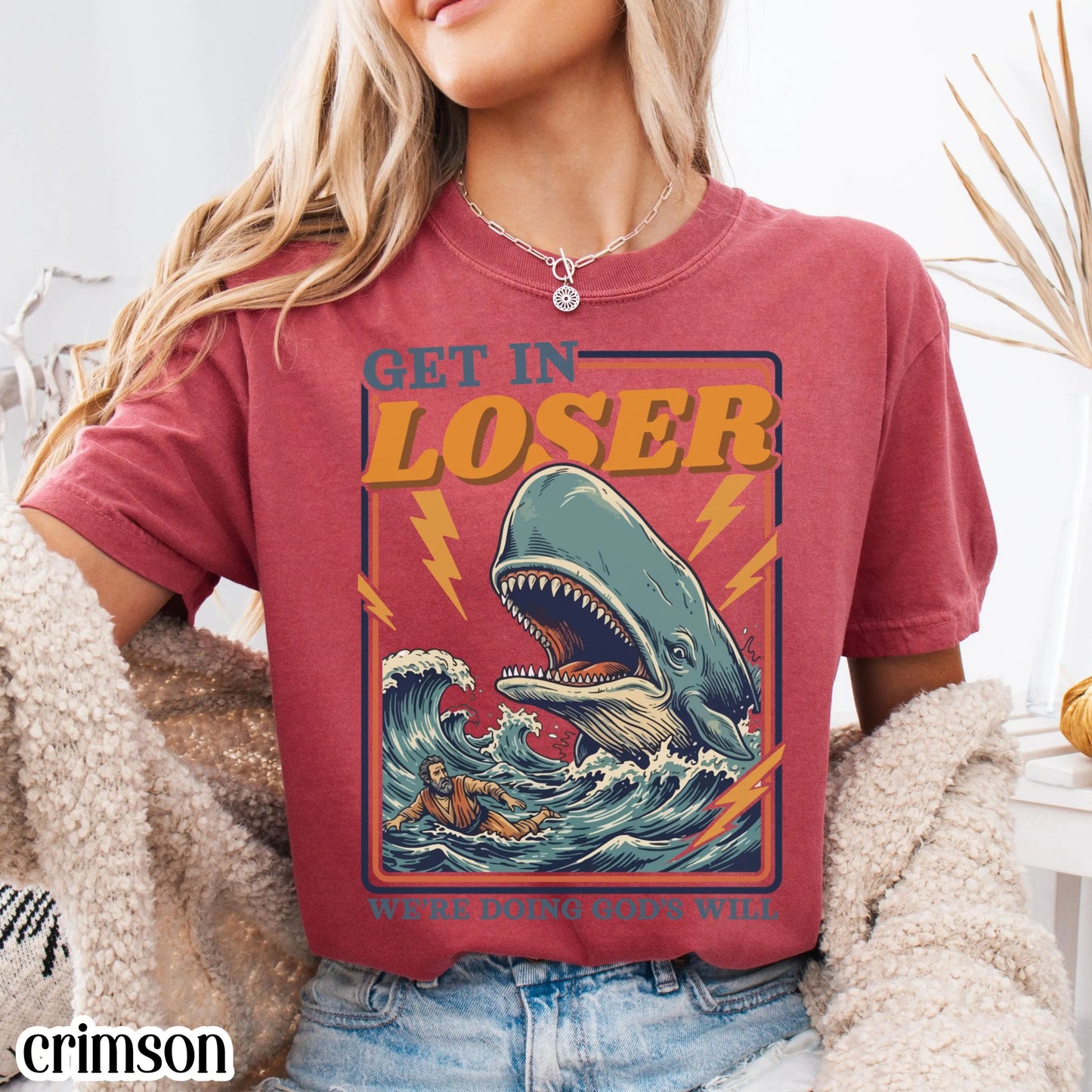 Funny Christian Comfort Colors Shirt Doing Gods Will Jonah and the Whale Tee Silly Faith Humor TShirt Religious Meme T-Shirt For Believer