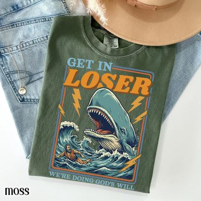 Funny Christian Comfort Colors Shirt Doing Gods Will Jonah and the Whale Tee Silly Faith Humor TShirt Religious Meme T-Shirt For Believer