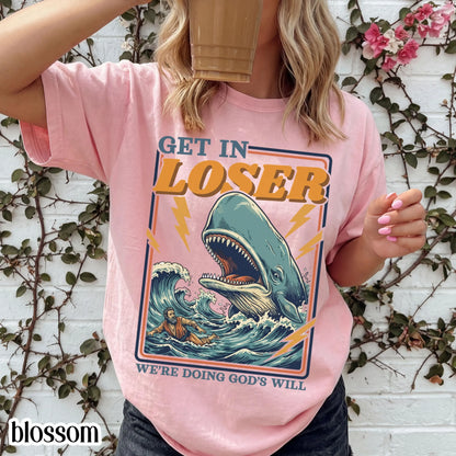 Funny Christian Comfort Colors Shirt Doing Gods Will Jonah and the Whale Tee Silly Faith Humor TShirt Religious Meme T-Shirt For Believer