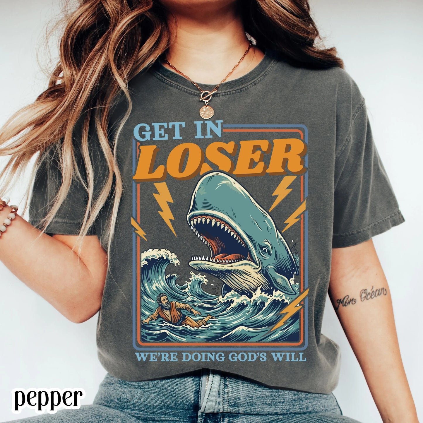 Funny Christian Comfort Colors Shirt Doing Gods Will Jonah and the Whale Tee Silly Faith Humor TShirt Religious Meme T-Shirt For Believer