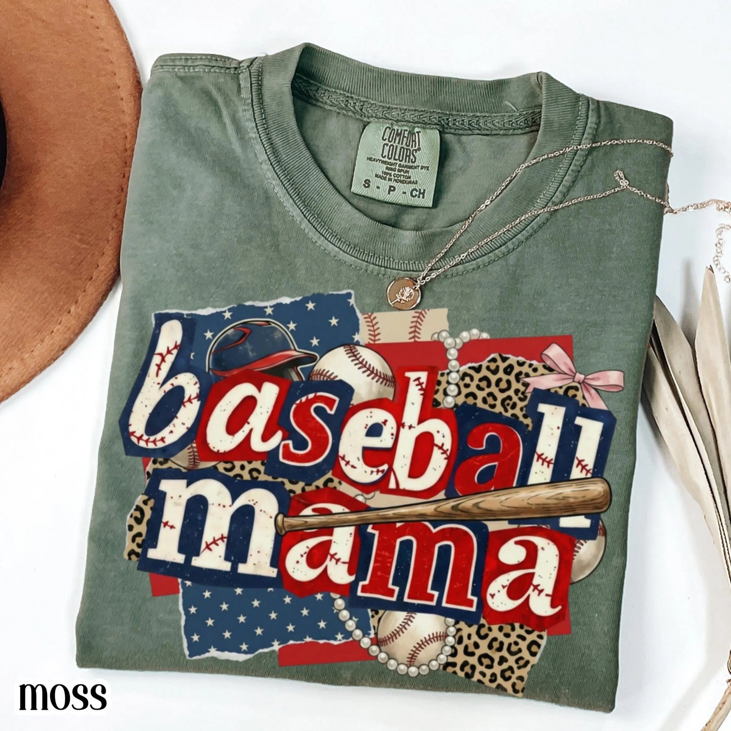 Baseball Mama Comfort Colors Shirt Patriotic Game Day Mom Tee Cute Sports Mom TShirt Baseball Season Fan Gift Trendy Baseball Mom T-Shirt