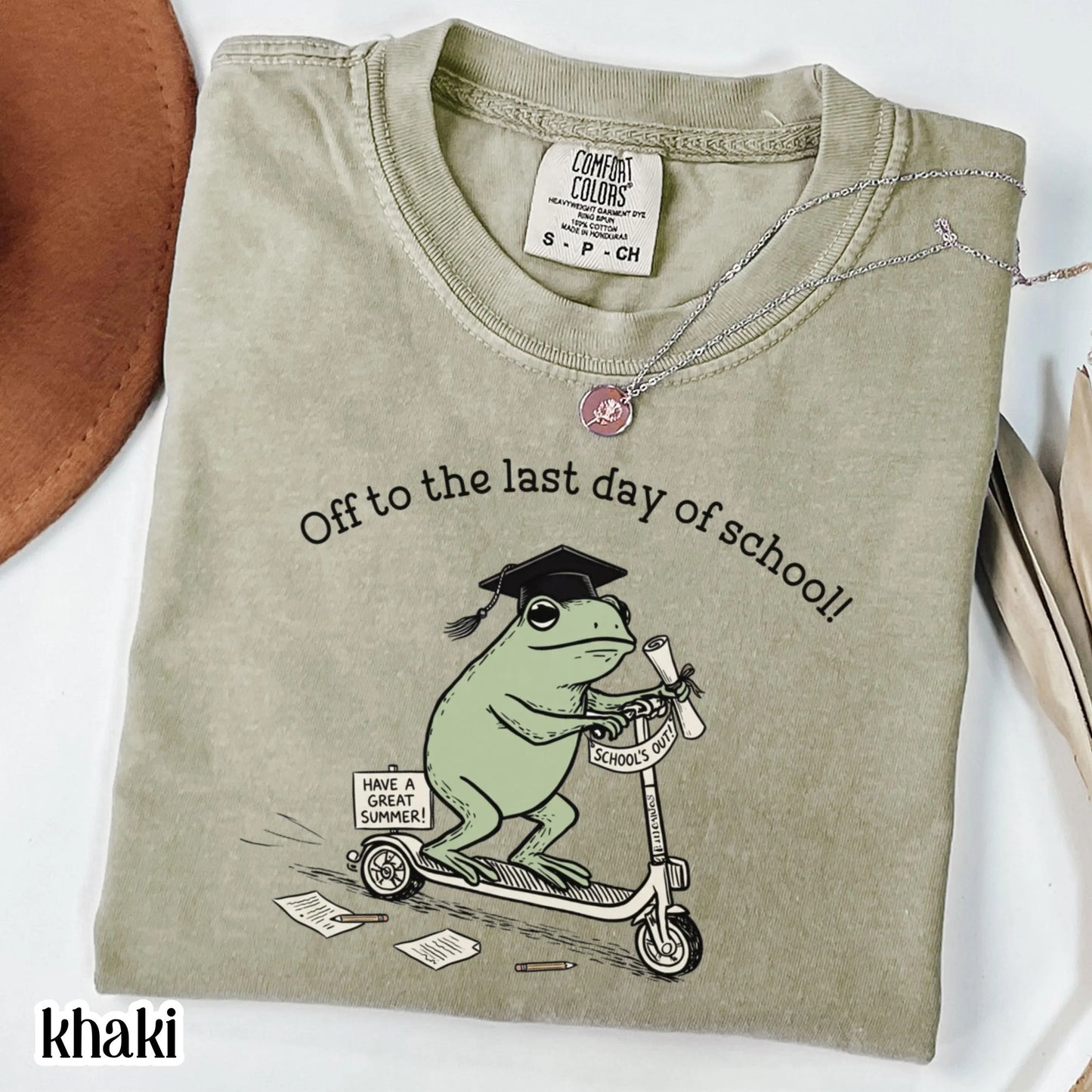 Last Day of School Teacher Comfort Colors Shirt Kindergarten Teacher Educator Tee Summer Break Teacher T-Shirt Funny Frog First Grade TShirt