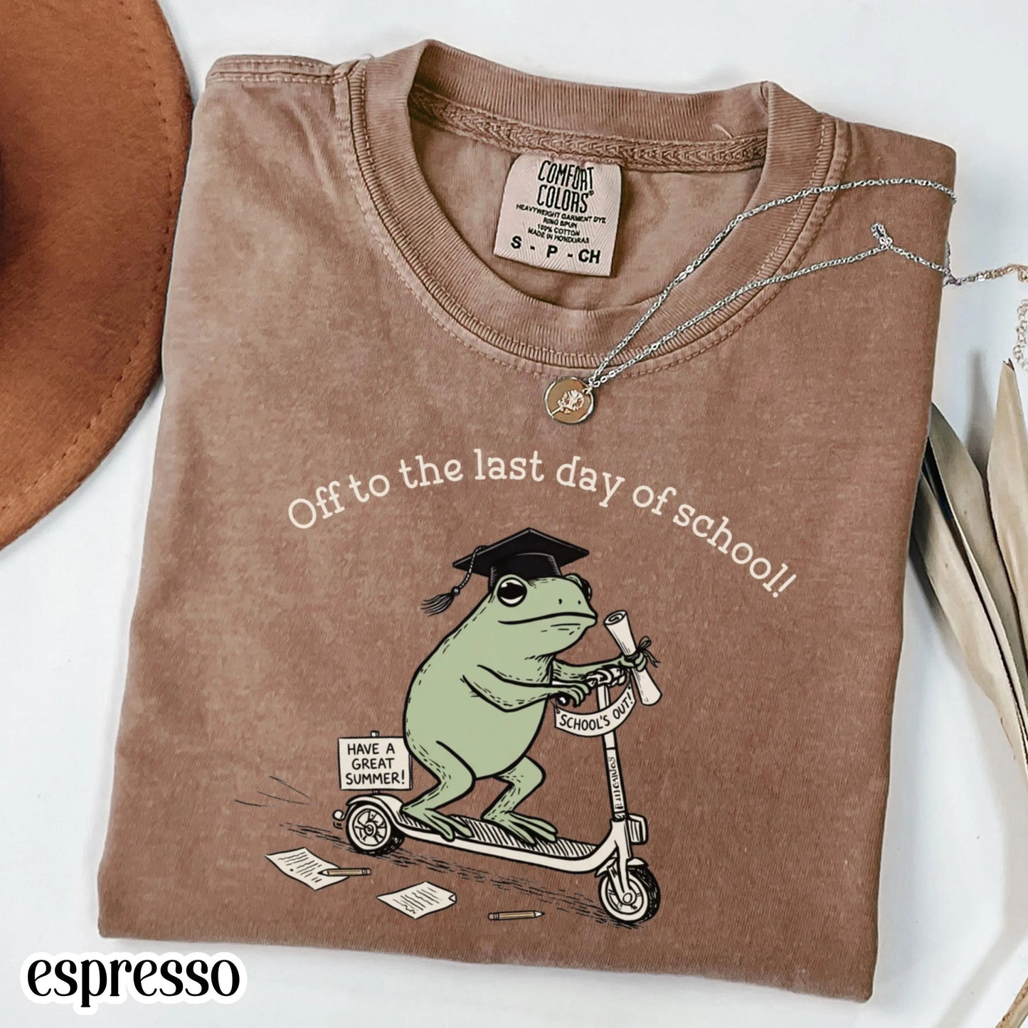 Last Day of School Teacher Comfort Colors Shirt Kindergarten Teacher Educator Tee Summer Break Teacher T-Shirt Funny Frog First Grade TShirt