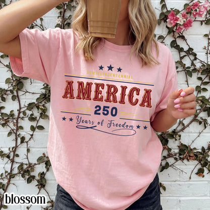America 250 Year Comfort Colors Shirt Retro 4th of July USA 250th Anniversary Tee Semiquincentennial Patriotic TShirt Fourth of July T-Shirt