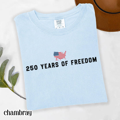 250 Year Anniversary Comfort Colors Shirt USA Map American Flag Tee Fourth of July Independence Day TShirt USA Freedom 4th of July T-Shirt