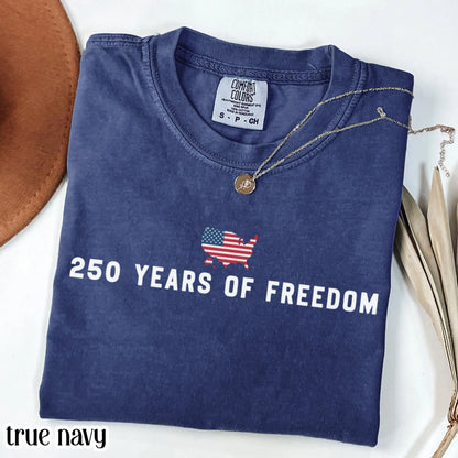 250 Year Anniversary Comfort Colors Shirt USA Map American Flag Tee Fourth of July Independence Day TShirt USA Freedom 4th of July T-Shirt
