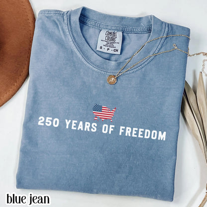 250 Year Anniversary Comfort Colors Shirt USA Map American Flag Tee Fourth of July Independence Day TShirt USA Freedom 4th of July T-Shirt