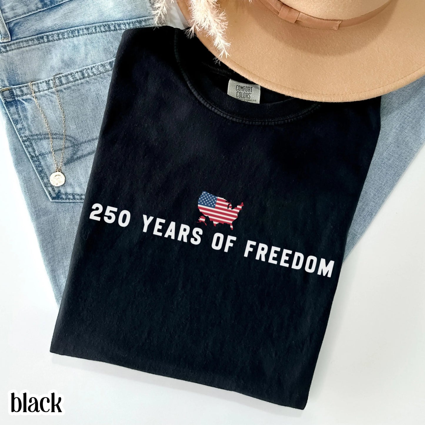 250 Year Anniversary Comfort Colors Shirt USA Map American Flag Tee Fourth of July Independence Day TShirt USA Freedom 4th of July T-Shirt