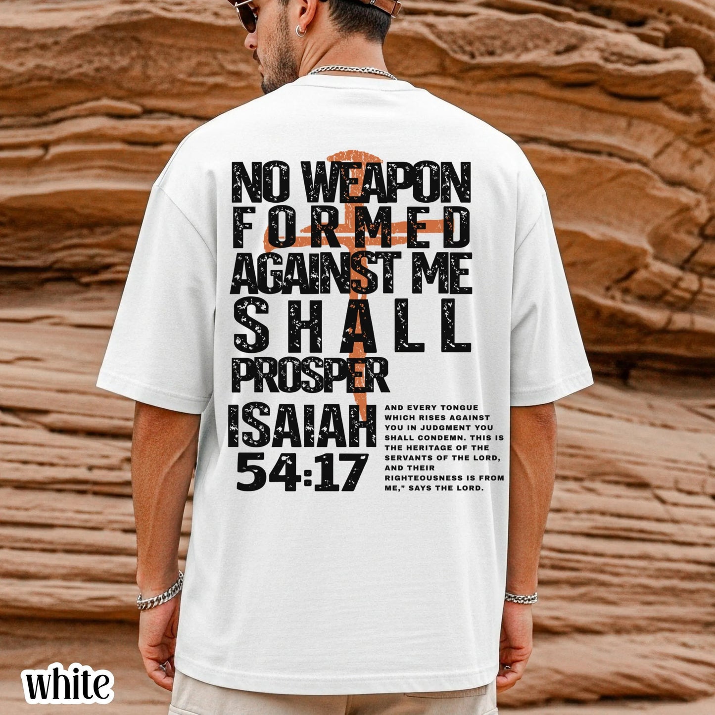 Christian Mens Shirt Comfort Colors No Weapon Formed Against Me Shall Prosper TShirt Faith Over Fear Tee Religious T-Shirt For Dad Husband