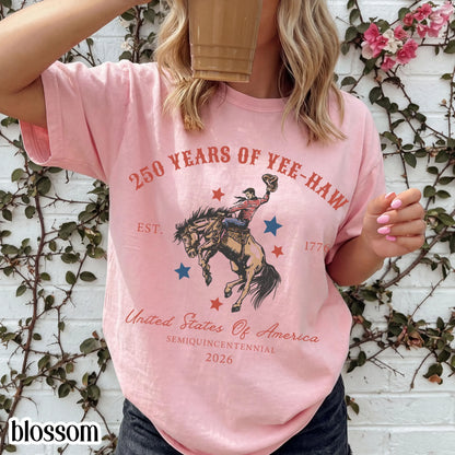 Comfort Colors 4th of July Shirt, 250 Year Anniversary Shirt, Fourth of July T-Shirt, USA Yee Haw Cowboy Tee for 4th of July Rodeo Party