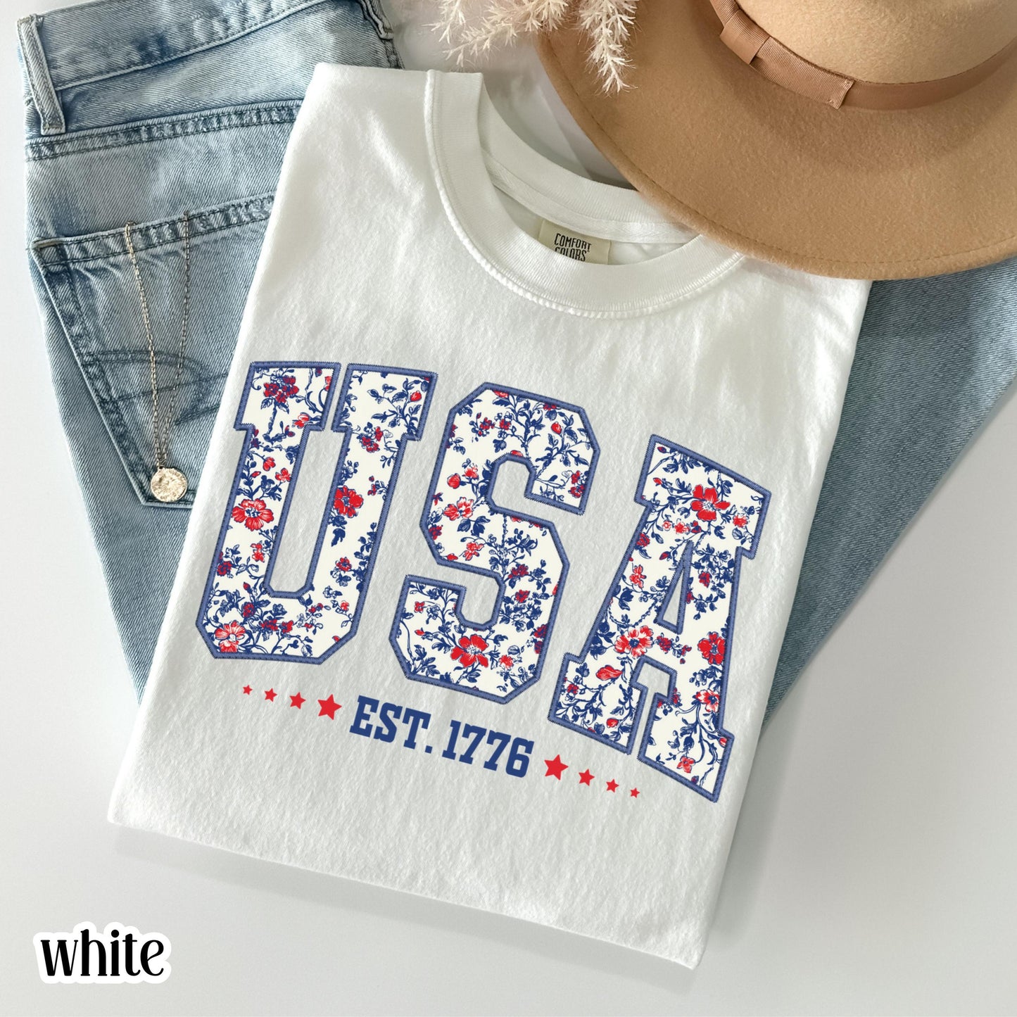 Comfort Colors 4th of July Shirt, USA Shirt, Fourth of July Shirt, American Flag Shirt, American Citizen Shirt, Floral United States Shirt