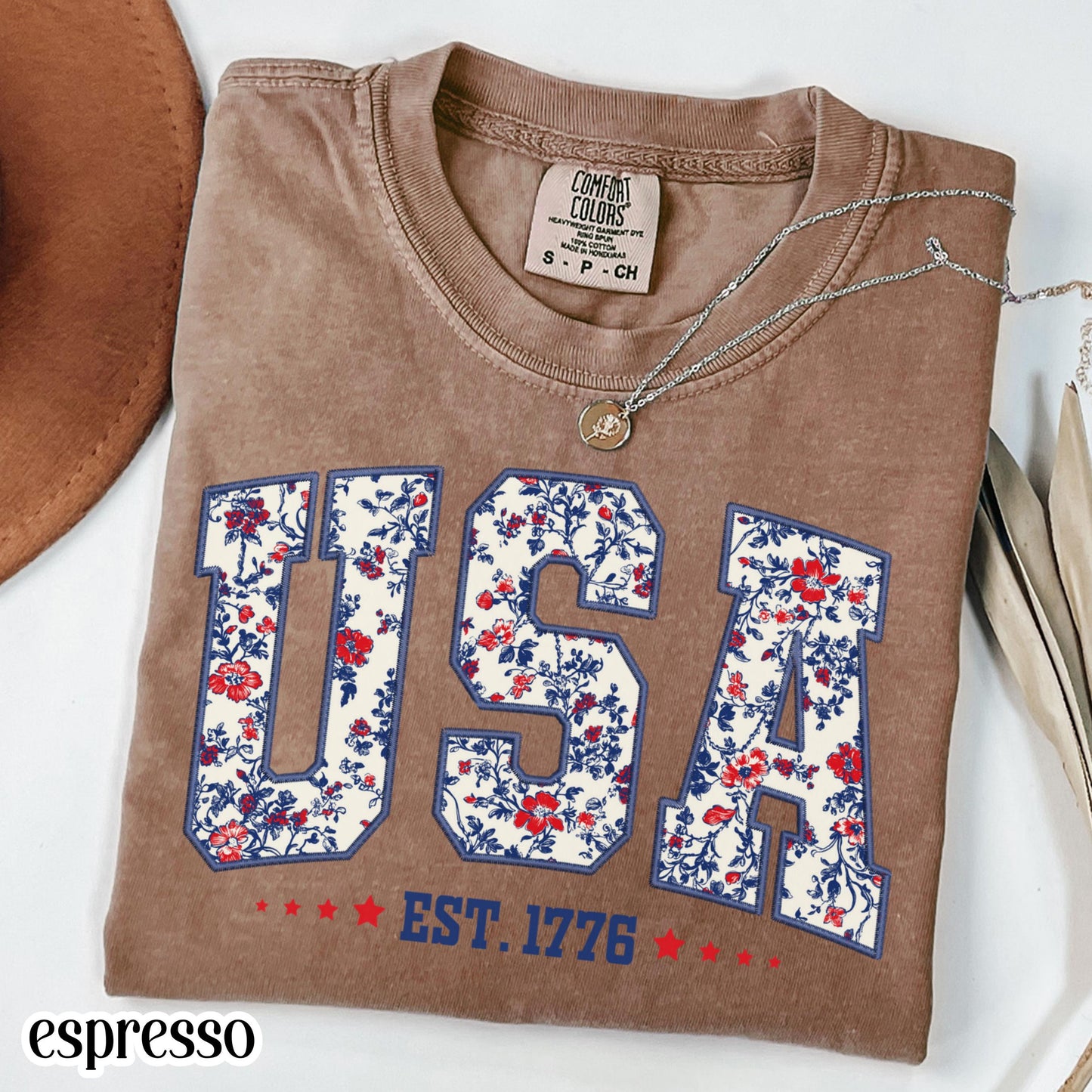 Comfort Colors 4th of July Shirt, USA Shirt, Fourth of July Shirt, American Flag Shirt, American Citizen Shirt, Floral United States Shirt