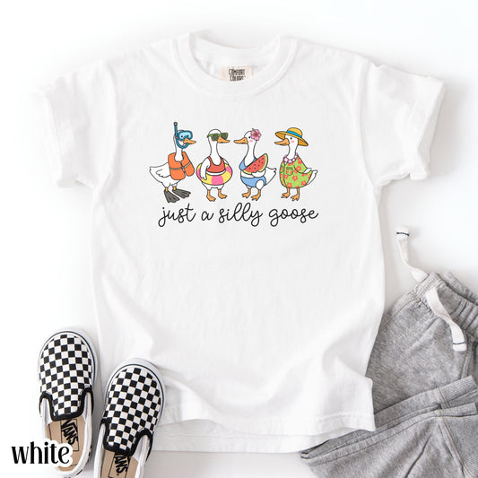 Summer Goose Youth Comfort Colors Shirt Silly Goose T-Shirt Last Day of School Summer T-Shirt Kids Funny Vacation Swimmer Cute Beach Duck
