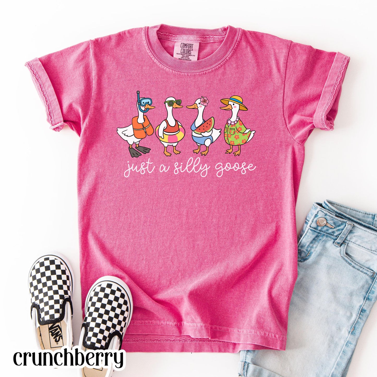 Summer Goose Youth Comfort Colors Shirt Silly Goose T-Shirt Last Day of School Summer T-Shirt Kids Funny Vacation Swimmer Cute Beach Duck