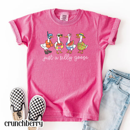 Summer Goose Youth Comfort Colors Shirt Silly Goose T-Shirt Last Day of School Summer T-Shirt Kids Funny Vacation Swimmer Cute Beach Duck