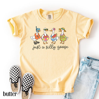 Summer Goose Youth Comfort Colors Shirt Silly Goose T-Shirt Last Day of School Summer T-Shirt Kids Funny Vacation Swimmer Cute Beach Duck