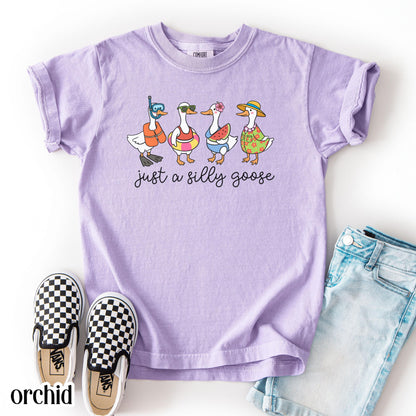 Summer Goose Youth Comfort Colors Shirt Silly Goose T-Shirt Last Day of School Summer T-Shirt Kids Funny Vacation Swimmer Cute Beach Duck