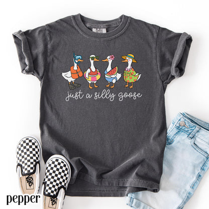Summer Goose Youth Comfort Colors Shirt Silly Goose T-Shirt Last Day of School Summer T-Shirt Kids Funny Vacation Swimmer Cute Beach Duck