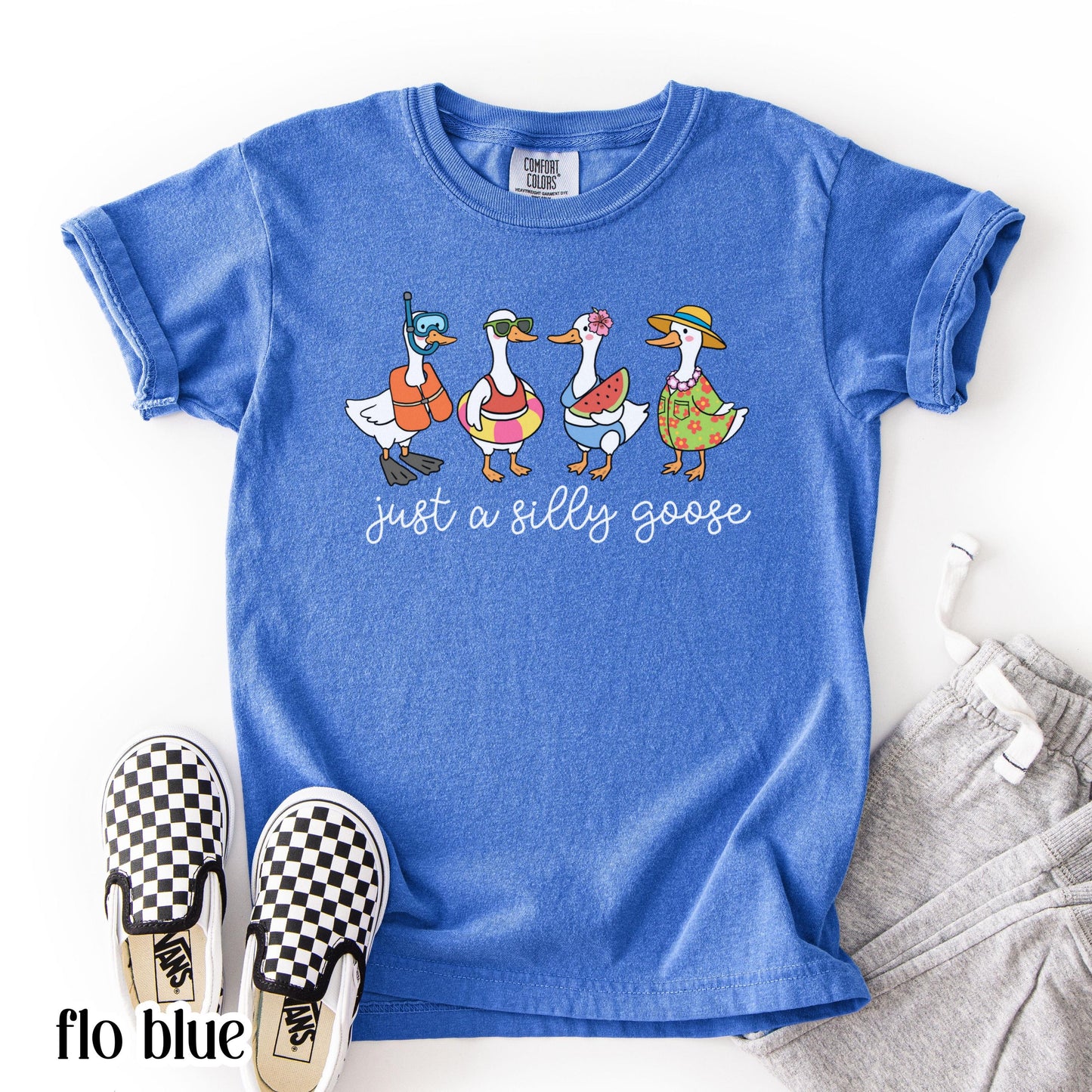 Summer Goose Youth Comfort Colors Shirt Silly Goose T-Shirt Last Day of School Summer T-Shirt Kids Funny Vacation Swimmer Cute Beach Duck