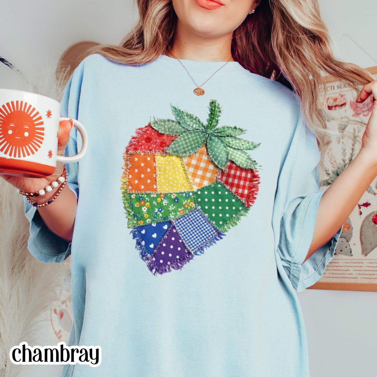 Comfort Colors Pride Shirt Faux Patchwork Gay TShirt LGBTQ Lesbian T-Shirt Inclusive Human Rights Trans Equality Fruity Strawberry Tee