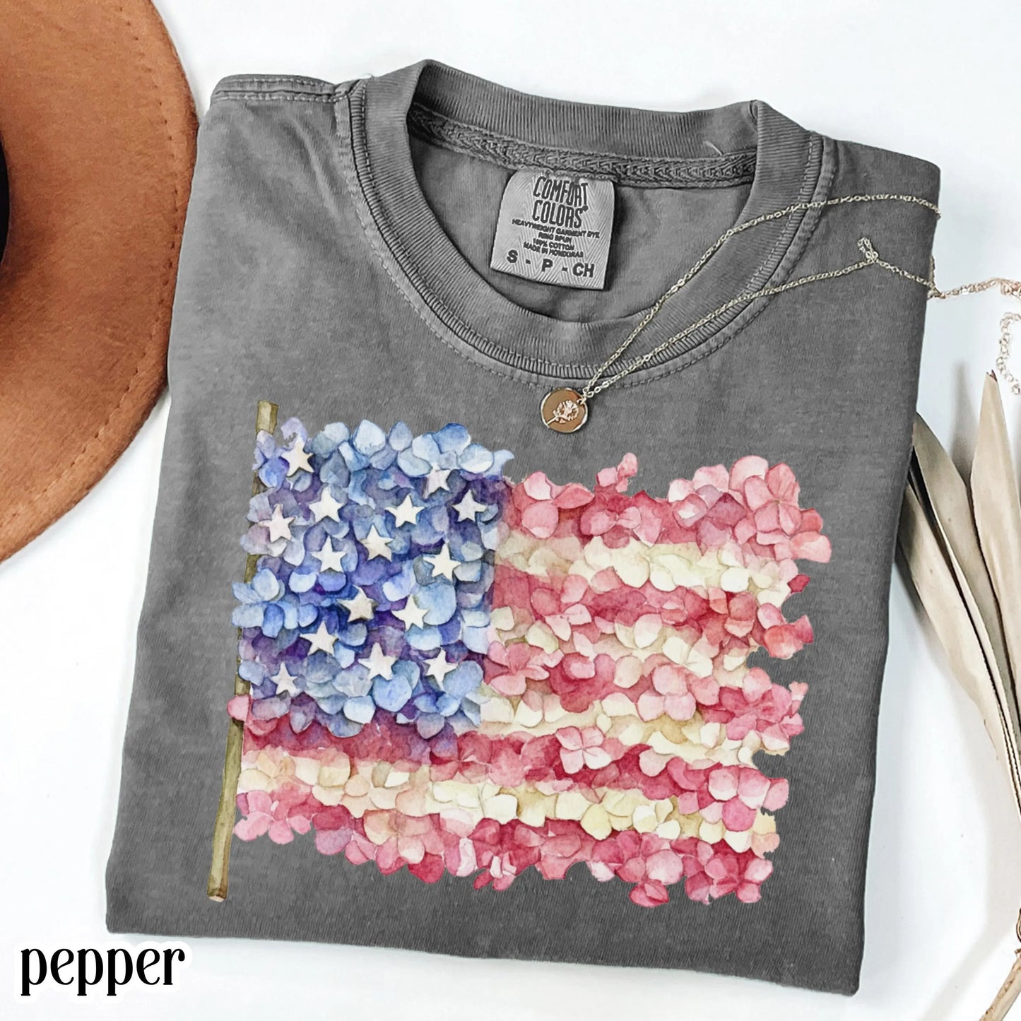 Comfort Colors 4th of July Shirt, USA Shirt, Fourth of July Shirt, American Flag Shirt, Classic USA Shirt, Floral Shirt, Hydrangea Shirt