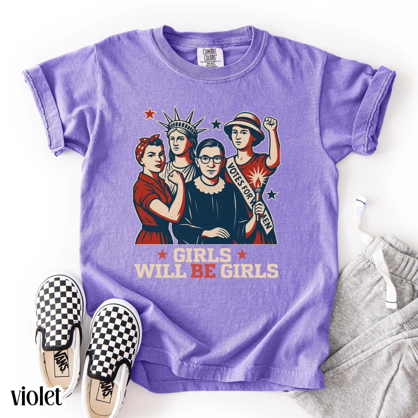 Comfort Colors Kids 4th of July Shirt, Youth USA Shirt, Fourth of July Shirt, Patriotic Feminist Shirt, RBG Shirt, Equal Rights Shirt
