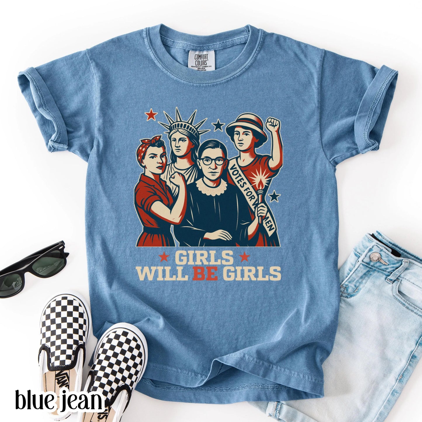 Comfort Colors Kids 4th of July Shirt, Youth USA Shirt, Fourth of July Shirt, Patriotic Feminist Shirt, RBG Shirt, Equal Rights Shirt