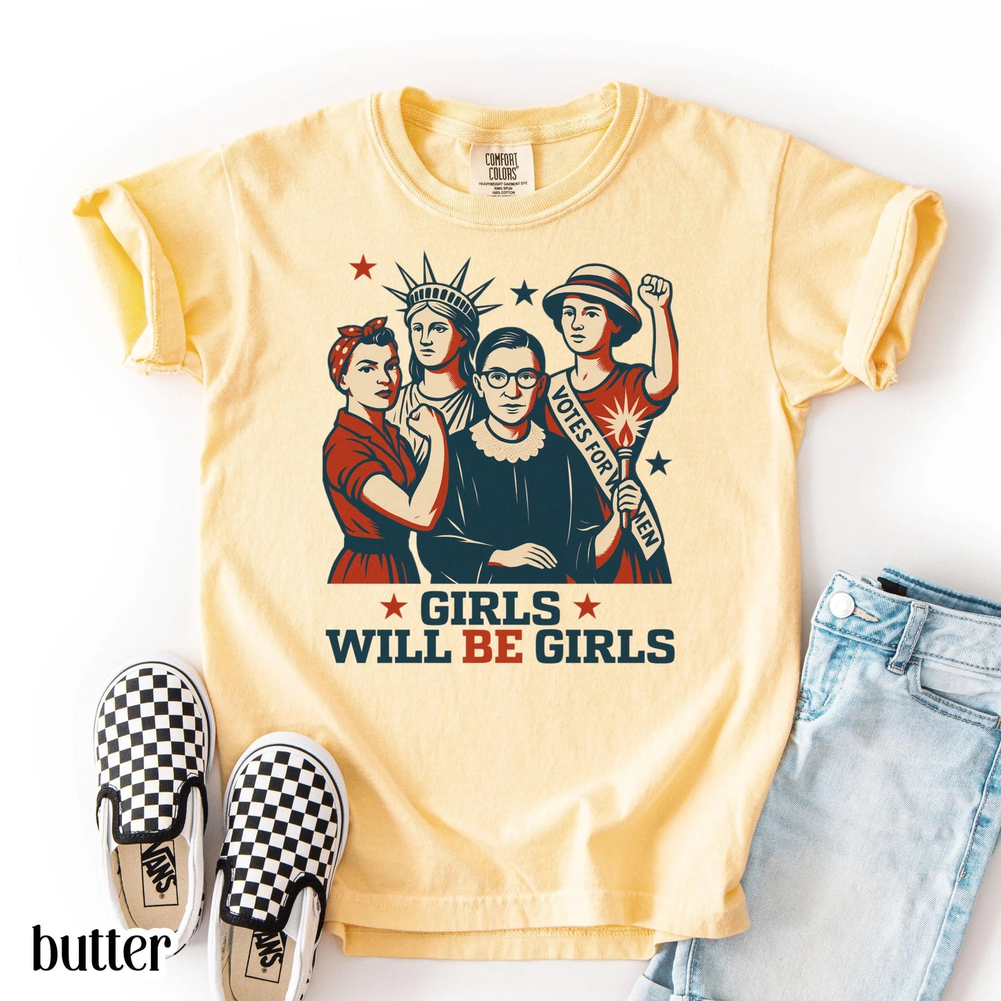Comfort Colors Kids 4th of July Shirt, Youth USA Shirt, Fourth of July Shirt, Patriotic Feminist Shirt, RBG Shirt, Equal Rights Shirt