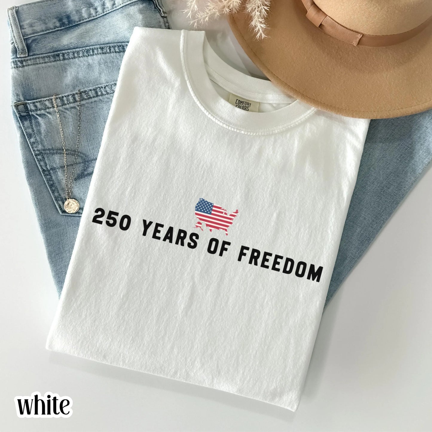 250 Year Anniversary Comfort Colors Shirt USA Map American Flag Tee Fourth of July Independence Day TShirt USA Freedom 4th of July T-Shirt