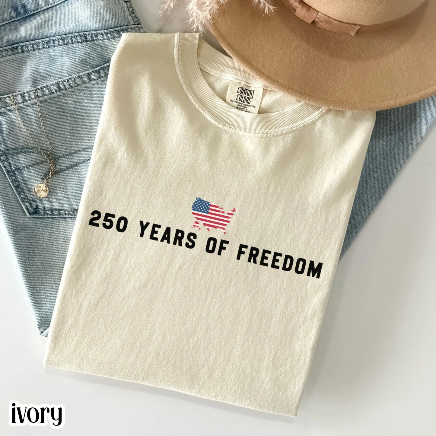 250 Year Anniversary Comfort Colors Shirt USA Map American Flag Tee Fourth of July Independence Day TShirt USA Freedom 4th of July T-Shirt