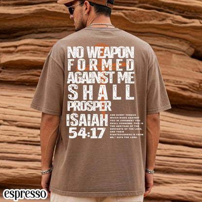 Christian Mens Shirt Comfort Colors No Weapon Formed Against Me Shall Prosper TShirt Faith Over Fear Tee Religious T-Shirt For Dad Husband