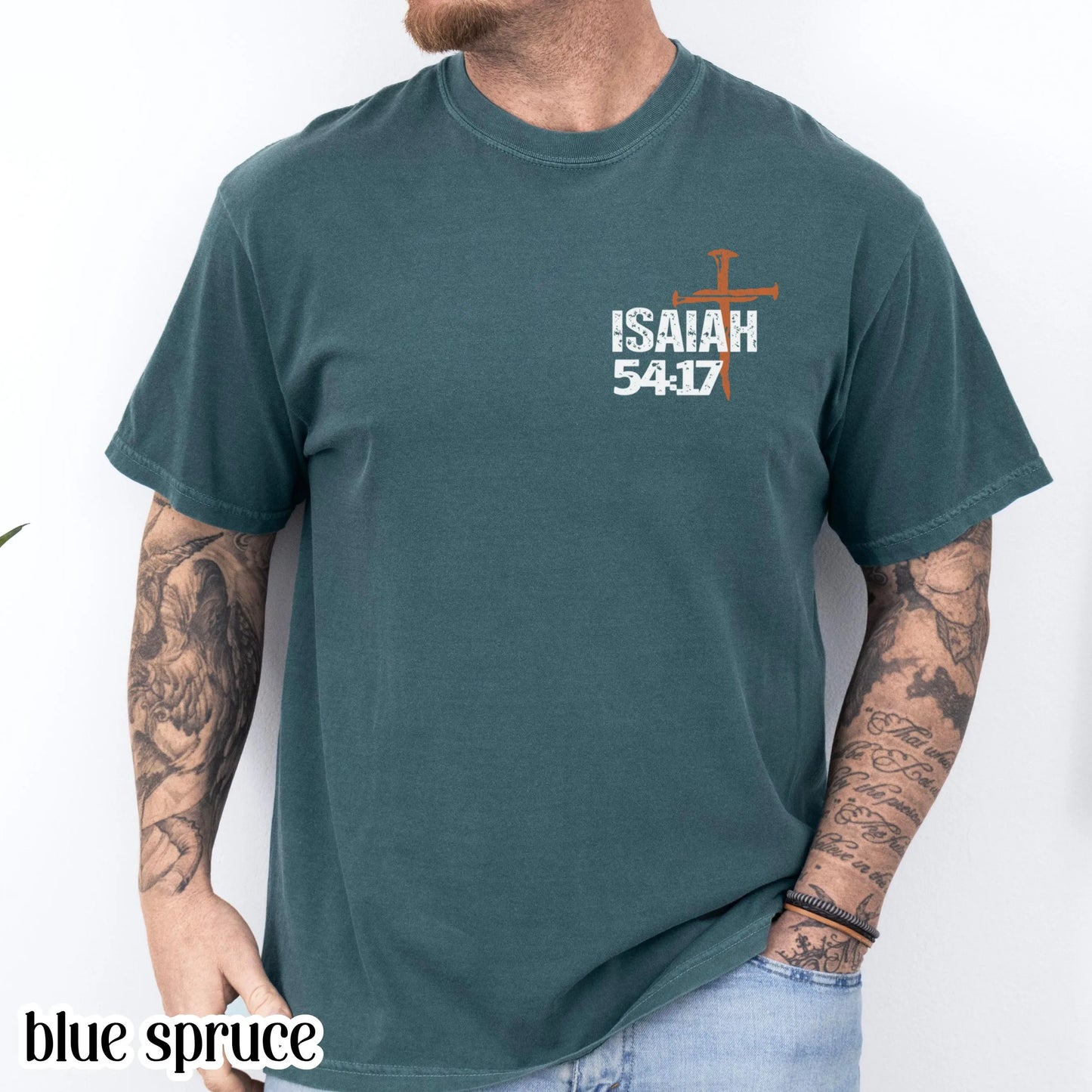 Christian Mens Shirt Comfort Colors No Weapon Formed Against Me Shall Prosper TShirt Faith Over Fear Tee Religious T-Shirt For Dad Husband
