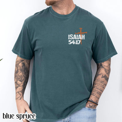 Christian Mens Shirt Comfort Colors No Weapon Formed Against Me Shall Prosper TShirt Faith Over Fear Tee Religious T-Shirt For Dad Husband