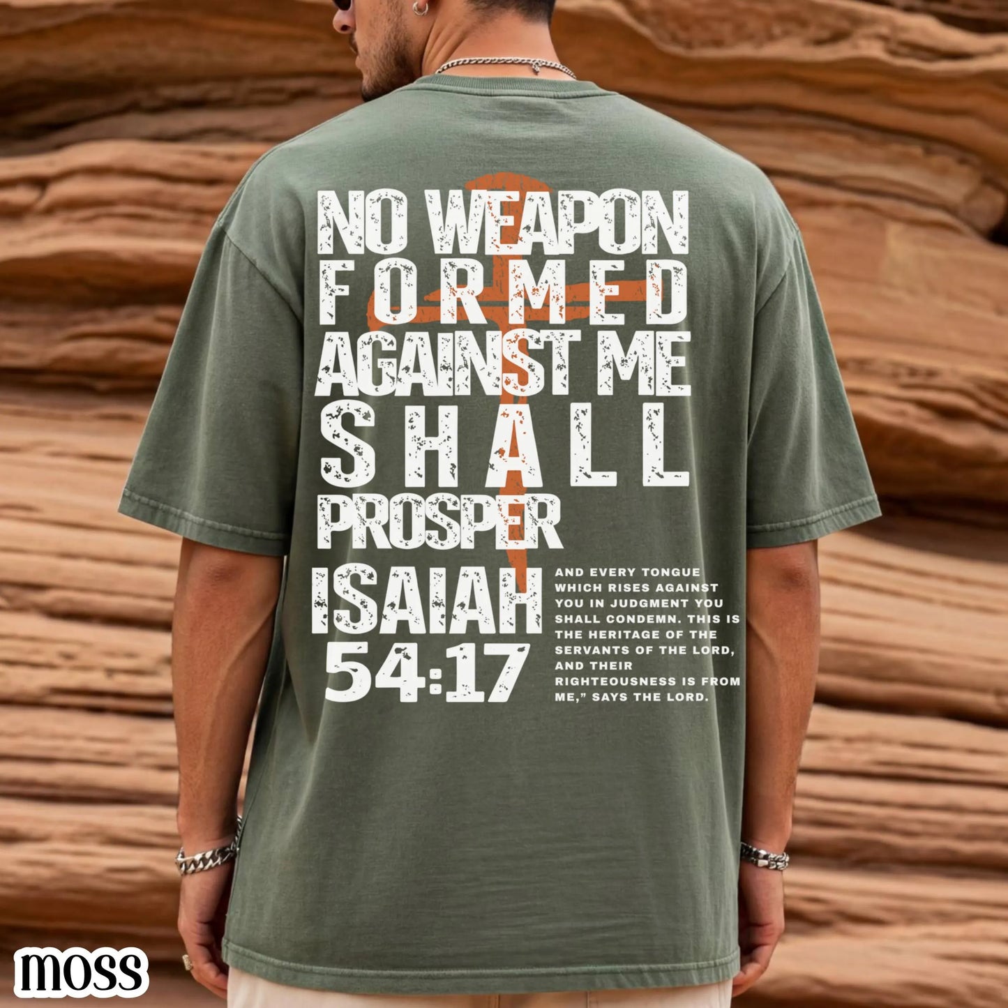 Christian Mens Shirt Comfort Colors No Weapon Formed Against Me Shall Prosper TShirt Faith Over Fear Tee Religious T-Shirt For Dad Husband