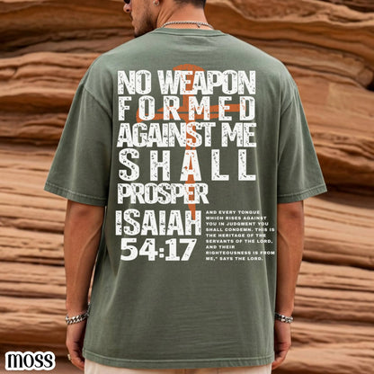 Christian Mens Shirt Comfort Colors No Weapon Formed Against Me Shall Prosper TShirt Faith Over Fear Tee Religious T-Shirt For Dad Husband