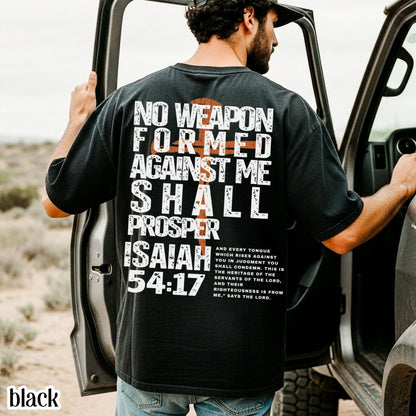 Christian Mens Shirt Comfort Colors No Weapon Formed Against Me Shall Prosper TShirt Faith Over Fear Tee Religious T-Shirt For Dad Husband