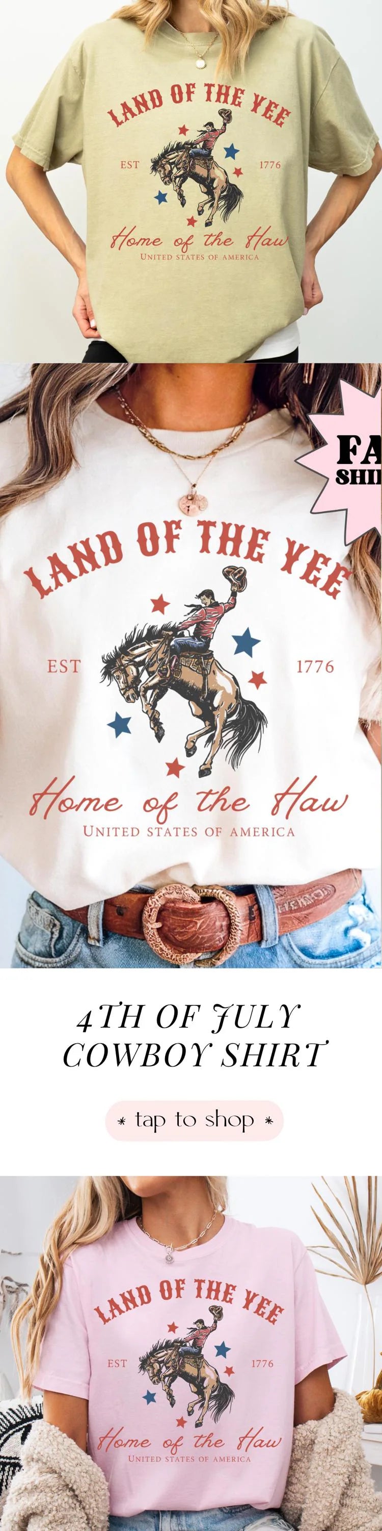 Comfort Colors 4th of July Shirt, USA Shirt, Fourth of July Shirt, Yee Haw Shirt, Cowboy Tee, Western 4th of July Shirt, Land of the Yee Tee
