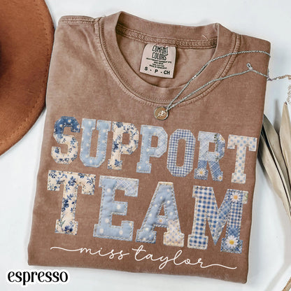 Support Team Comfort Colors® Shirt Staff Dream Team Teacher Tee Custom School Name Matching Group T-Shirt Faux Patchwork Back to School