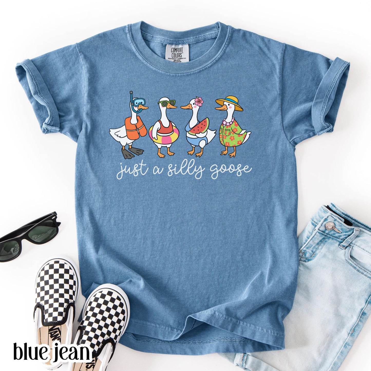 Summer Goose Youth Comfort Colors Shirt Silly Goose T-Shirt Last Day of School Summer T-Shirt Kids Funny Vacation Swimmer Cute Beach Duck