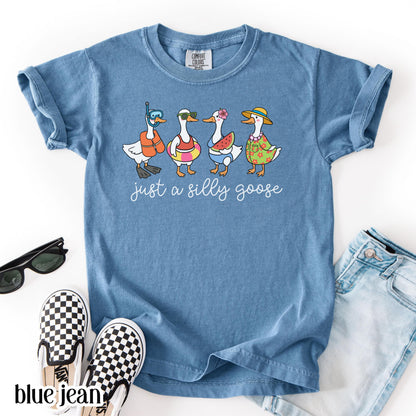 Summer Goose Youth Comfort Colors Shirt Silly Goose T-Shirt Last Day of School Summer T-Shirt Kids Funny Vacation Swimmer Cute Beach Duck