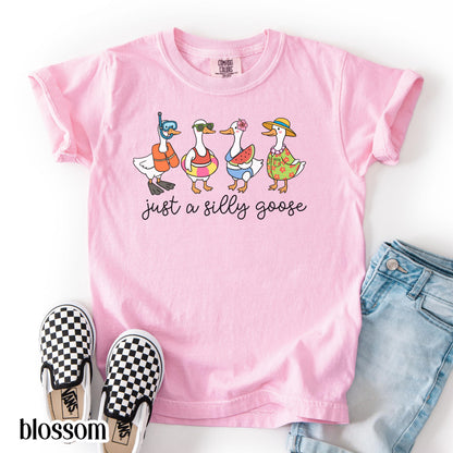 Summer Goose Youth Comfort Colors Shirt Silly Goose T-Shirt Last Day of School Summer T-Shirt Kids Funny Vacation Swimmer Cute Beach Duck
