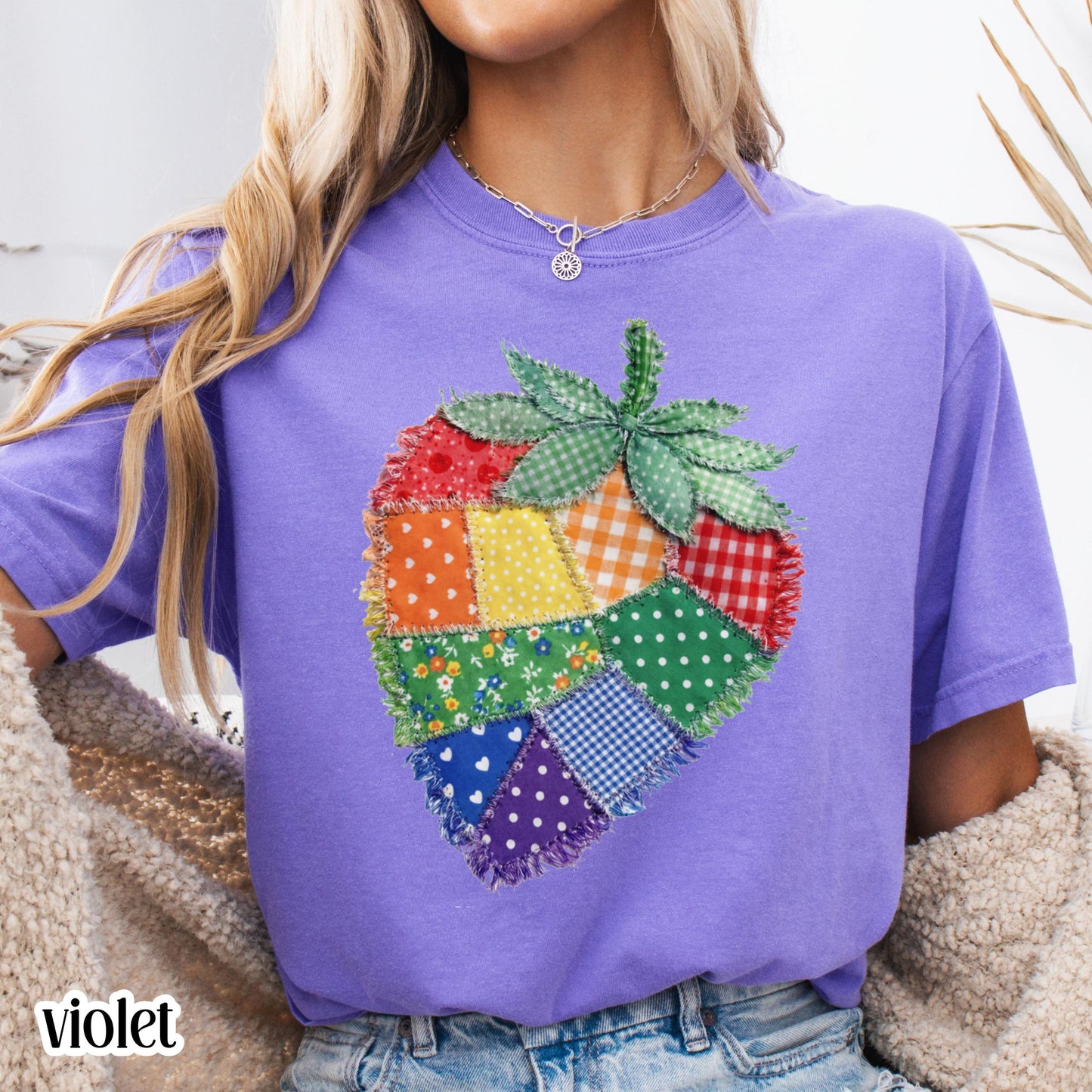 Comfort Colors Pride Shirt Faux Patchwork Gay TShirt LGBTQ Lesbian T-Shirt Inclusive Human Rights Trans Equality Fruity Strawberry Tee