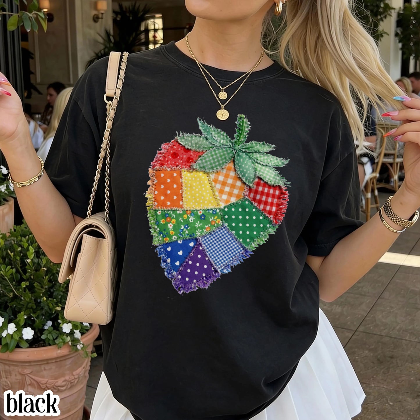 Comfort Colors Pride Shirt Faux Patchwork Gay TShirt LGBTQ Lesbian T-Shirt Inclusive Human Rights Trans Equality Fruity Strawberry Tee