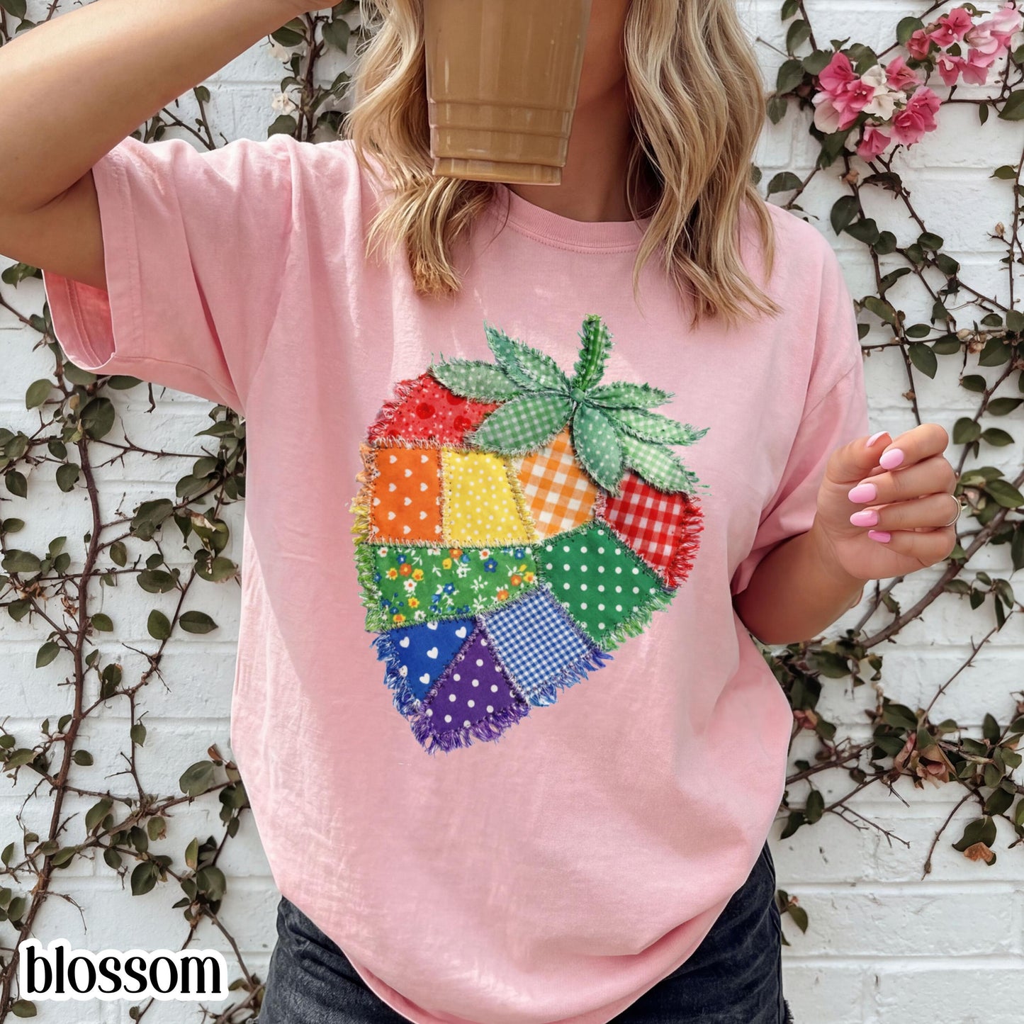 Comfort Colors Pride Shirt Faux Patchwork Gay TShirt LGBTQ Lesbian T-Shirt Inclusive Human Rights Trans Equality Fruity Strawberry Tee